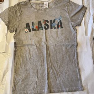 NWT Alaska The Last Frontier Black Washed T Shirt